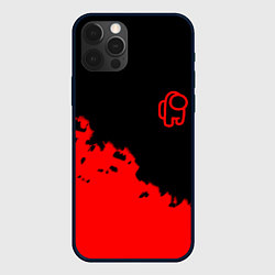 Чехол для iPhone 12 Pro Max Among us красные краски, цвет: 3D-черный