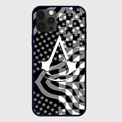 Чехол для iPhone 12 Pro Max Assassins Creed logo game usa, цвет: 3D-черный
