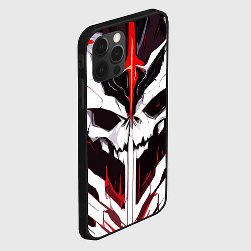 Чехол iPhone 12 Pro Max Абстрактный белый череп и красные полосы / 3D-Черный – фото 2