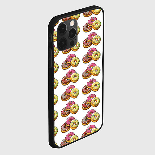 Чехол iPhone 12 Pro Max Пончики-фастфуд паттерн / 3D-Черный – фото 2