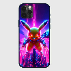Чехол для iPhone 12 Pro Max Neon horror - cyber Pikachu, цвет: 3D-черный