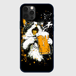 Чехол для iPhone 12 Pro Max Кот поет под пиво, цвет: 3D-черный
