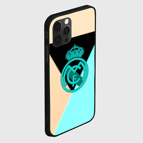 Чехол iPhone 12 Pro Max Реал мадрид спорт геометрия / 3D-Черный – фото 2