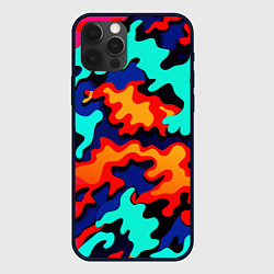Чехол для iPhone 12 Pro Max Разноцветный кислотный камуфляж, цвет: 3D-черный
