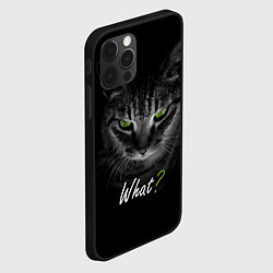 Чехол для iPhone 12 Pro Max Недобрый кот с зелёными глазами - What?, цвет: 3D-черный — фото 2
