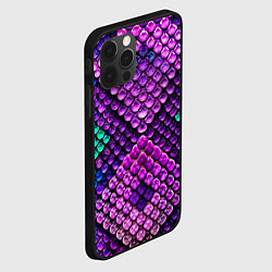 Чехол для iPhone 12 Pro Max Фиолетовая текстурная кожа змеи, цвет: 3D-черный — фото 2