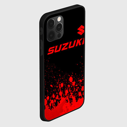 Чехол iPhone 12 Pro Max Suzuki - red gradient посередине / 3D-Черный – фото 2