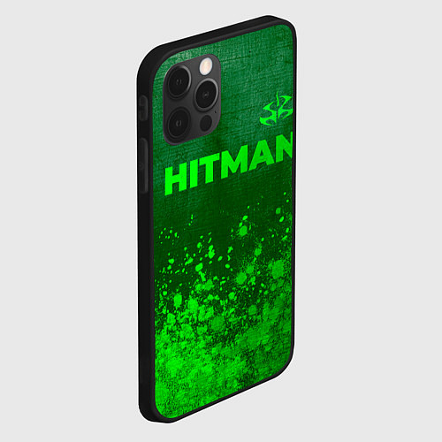 Чехол iPhone 12 Pro Max Hitman - green gradient посередине / 3D-Черный – фото 2