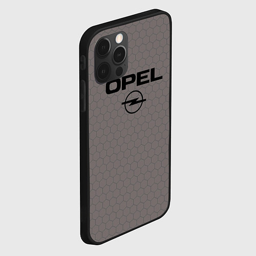 Чехол iPhone 12 Pro Max Opel мозаика серо-коричневый / 3D-Черный – фото 2
