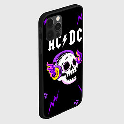 Чехол для iPhone 12 Pro Max AC DC неоновый череп, цвет: 3D-черный — фото 2