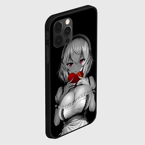 Чехол iPhone 12 Pro Max Аниме девушка с сердцем в руках / 3D-Черный – фото 2