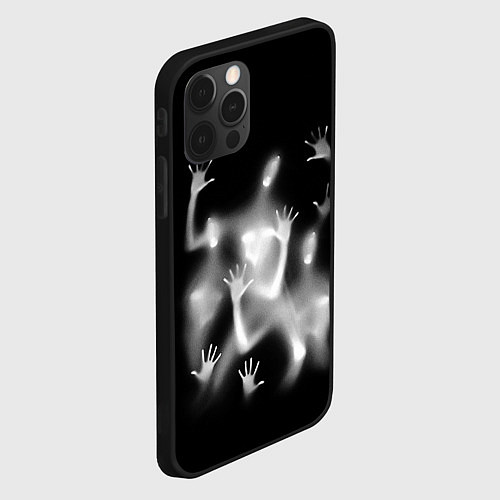 Чехол iPhone 12 Pro Max Белые призрачные силуэты Y2K / 3D-Черный – фото 2