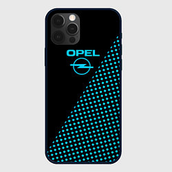 Чехол для iPhone 12 Pro Max Opel чёрно-голубой шахматка, цвет: 3D-черный