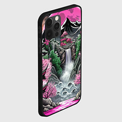 Чехол для iPhone 12 Pro Max Японские горы и водопад, цвет: 3D-черный — фото 2