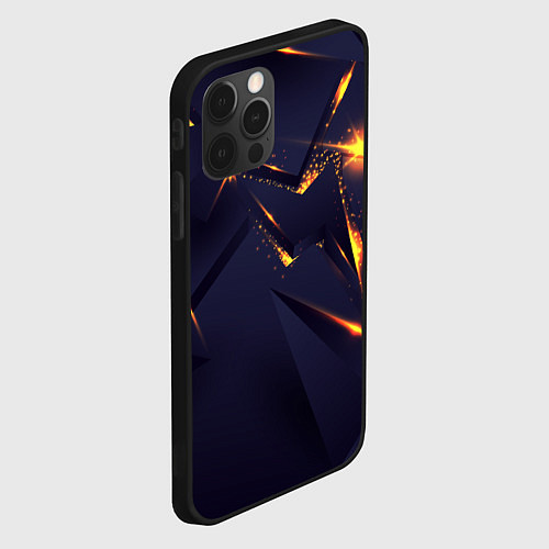 Чехол iPhone 12 Pro Max Золотые неоновые плиты / 3D-Черный – фото 2