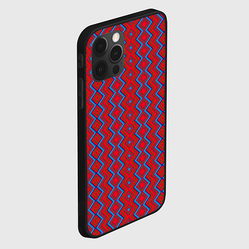 Чехол iPhone 12 Pro Max Красно -синий геометрический узор зиг заг вертикал / 3D-Черный – фото 2