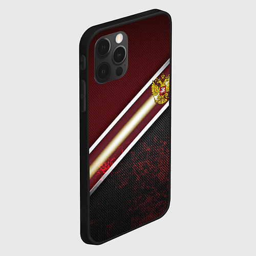 Чехол iPhone 12 Pro Max Сталь Россия текстура / 3D-Черный – фото 2