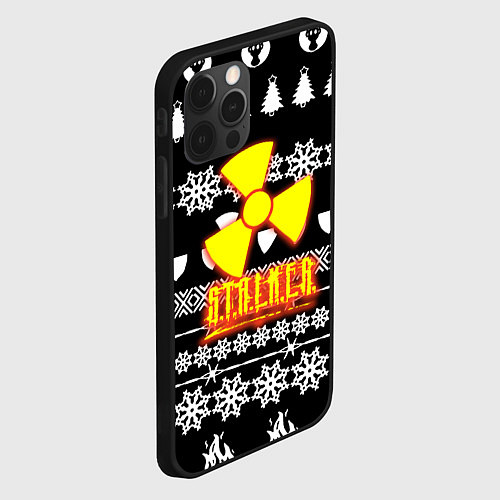 Чехол iPhone 12 Pro Max Stalker fire pattern / 3D-Черный – фото 2