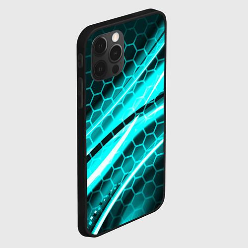 Чехол iPhone 12 Pro Max Неоновая броня абстракция / 3D-Черный – фото 2