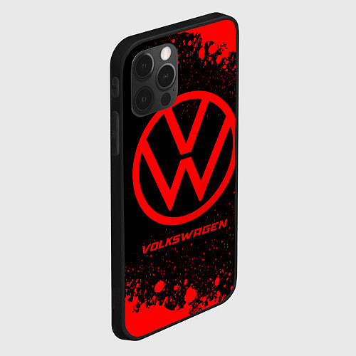 Чехол iPhone 12 Pro Max Volkswagen - red gradient / 3D-Черный – фото 2
