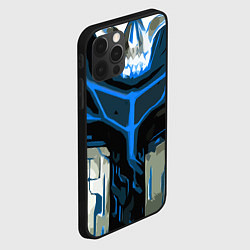 Чехол для iPhone 12 Pro Max Blue stripes on a black and white background, цвет: 3D-черный — фото 2