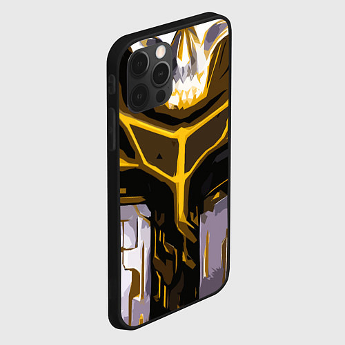 Чехол iPhone 12 Pro Max Yellow stripes on a black and white background / 3D-Черный – фото 2