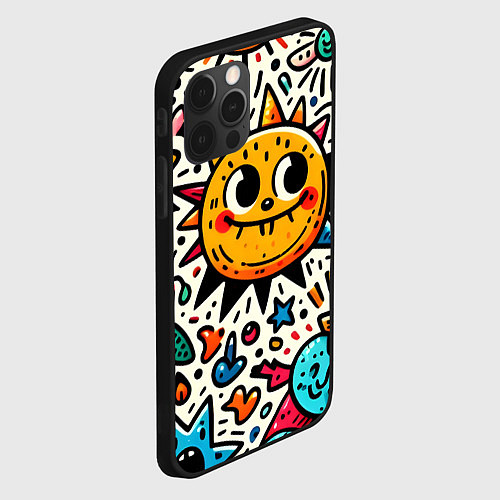 Чехол iPhone 12 Pro Max Doodle parade / 3D-Черный – фото 2