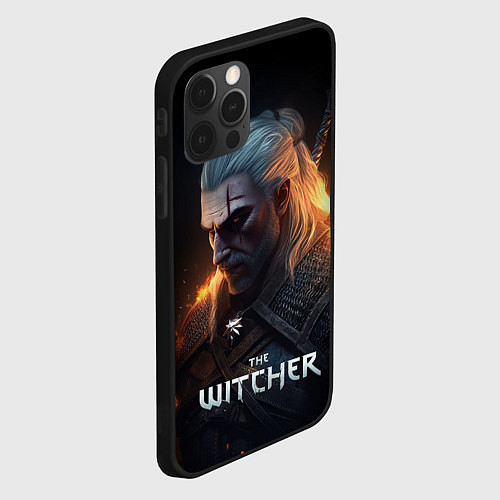 Чехол iPhone 12 Pro Max The Witcher and fire / 3D-Черный – фото 2