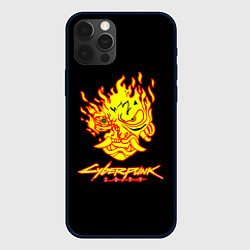 Чехол для iPhone 12 Pro Max Cyberpunk 2077 fire logo, цвет: 3D-черный