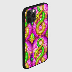 Чехол для iPhone 12 Pro Max Желто-зеленые змеи паттерн, цвет: 3D-черный — фото 2