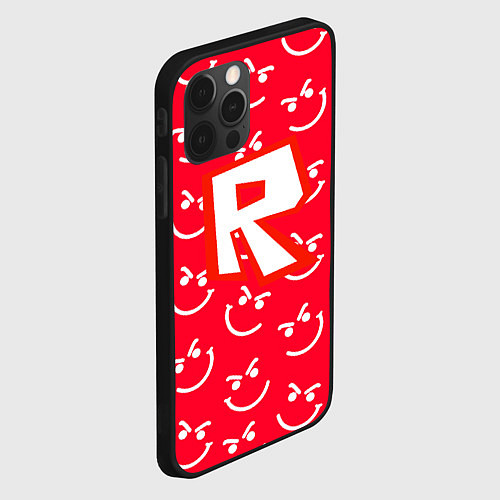 Чехол iPhone 12 Pro Max Roblox smile pattern / 3D-Черный – фото 2