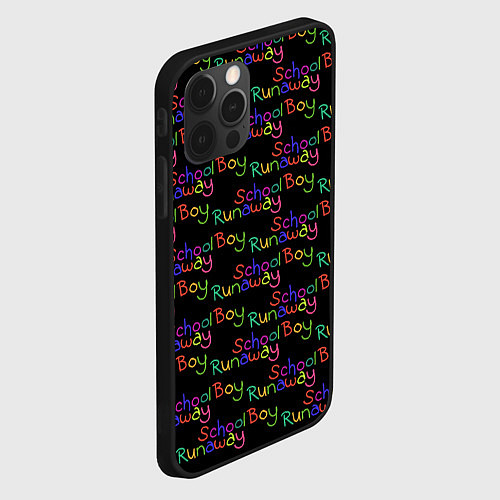 Чехол iPhone 12 Pro Max Logo - Schoolboy Runaway pattern / 3D-Черный – фото 2