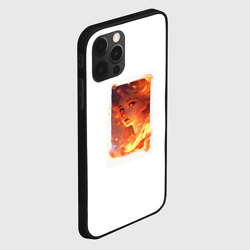 Чехол iPhone 12 Pro Max Flame girl / 3D-Черный – фото 2