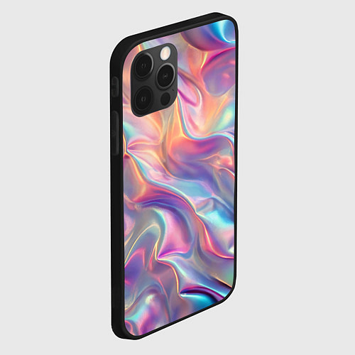 Чехол iPhone 12 Pro Max Перламутровый голографический градиент / 3D-Черный – фото 2