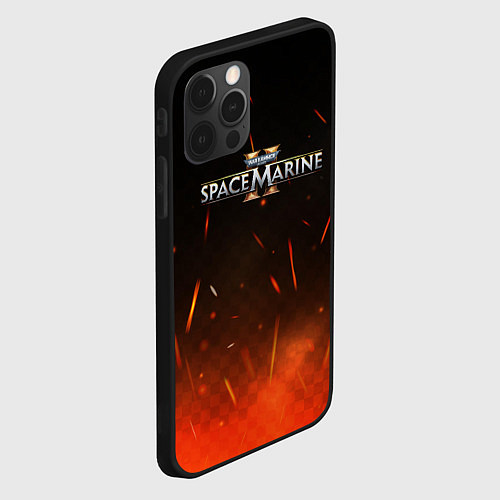 Чехол iPhone 12 Pro Max Warhammer 40000 space marine 2 logo fire / 3D-Черный – фото 2