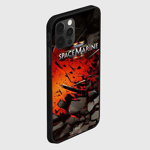 Чехол iPhone 12 Pro Max Warhammer 40000 space marine 2 взрыв камней / 3D-Черный – фото 2