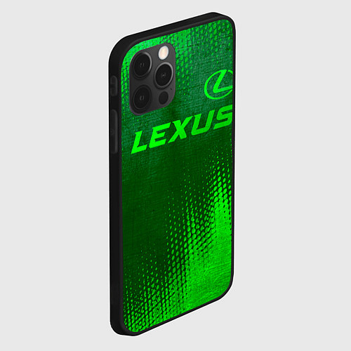 Чехол iPhone 12 Pro Max Lexus - green gradient посередине / 3D-Черный – фото 2