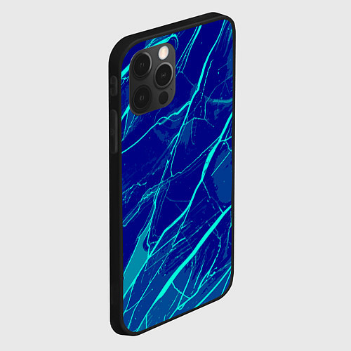 Чехол iPhone 12 Pro Max Яркий сине-голубой абстрактная текстура / 3D-Черный – фото 2