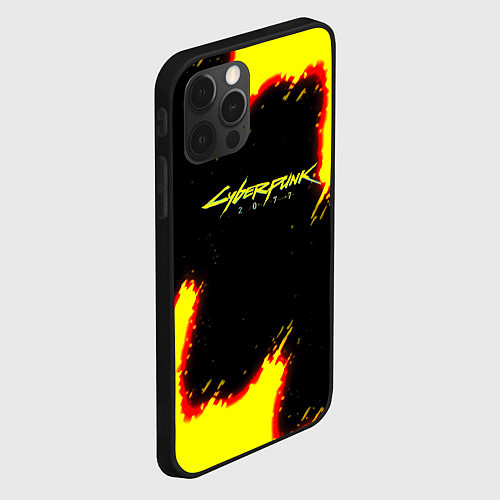 Чехол iPhone 12 Pro Max Cyberpunk 2077 огненный стиль / 3D-Черный – фото 2