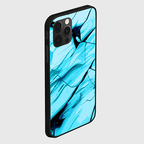 Чехол iPhone 12 Pro Max Стилизованная каменная текстура голубой / 3D-Черный – фото 2