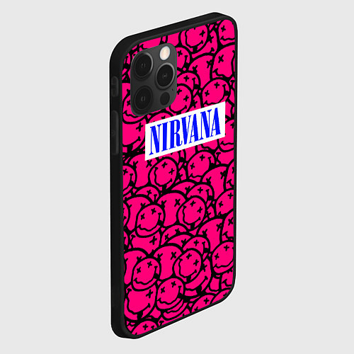 Чехол iPhone 12 Pro Max Nirvana pink logo / 3D-Черный – фото 2