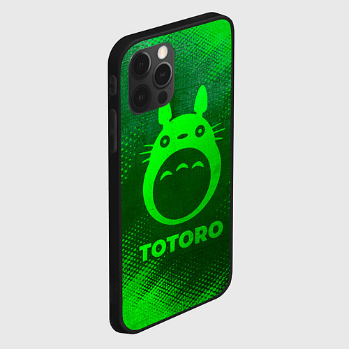 Чехол iPhone 12 Pro Max Totoro - green gradient / 3D-Черный – фото 2