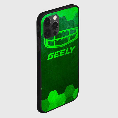 Чехол iPhone 12 Pro Max Geely - green gradient / 3D-Черный – фото 2