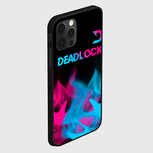 Чехол iPhone 12 Pro Max Deadlock - neon gradient посередине / 3D-Черный – фото 2