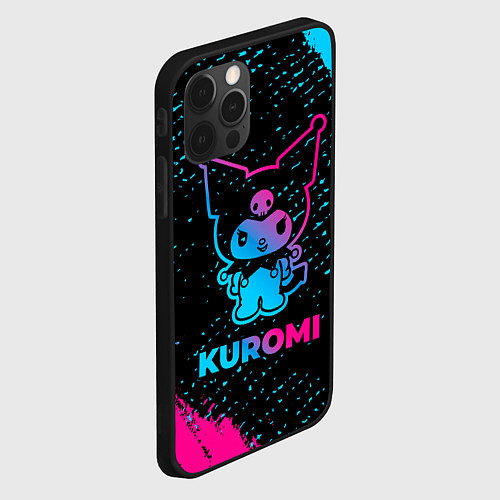 Чехол iPhone 12 Pro Max Kuromi - neon gradient / 3D-Черный – фото 2