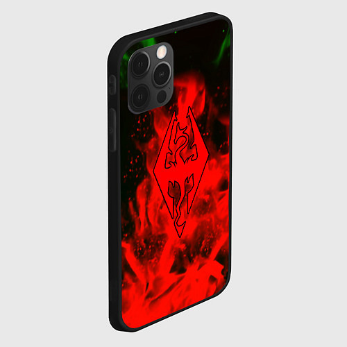 Чехол iPhone 12 Pro Max Skyrim fire steel / 3D-Черный – фото 2