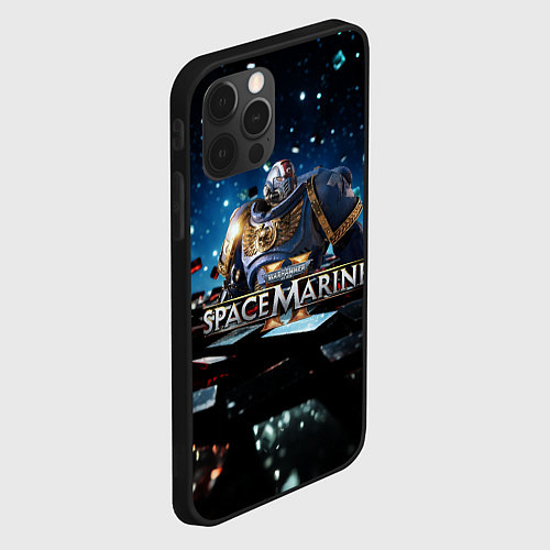 Чехол iPhone 12 Pro Max Warhammer 40000 space marine 2 ультрамарин в броне / 3D-Черный – фото 2