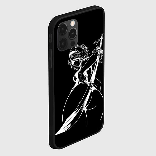 Чехол iPhone 12 Pro Max 2B с катаной - Nier automata / 3D-Черный – фото 2