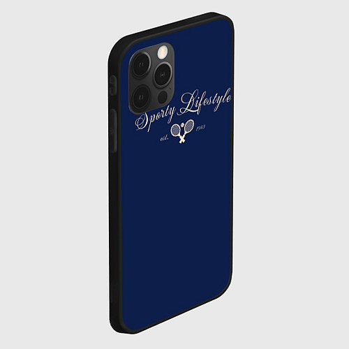 Чехол iPhone 12 Pro Max Sporty lifestyle синий фон для тенниса / 3D-Черный – фото 2