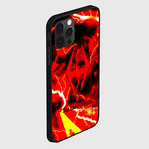 Чехол iPhone 12 Pro Max Skyrim red storm logo / 3D-Черный – фото 2